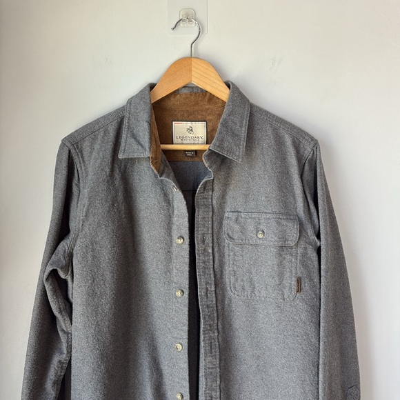 Legendary Whitetails Shirt Men's Medium Flannel Chamois Button Up Gray Corduroy - Picture 2 of 7